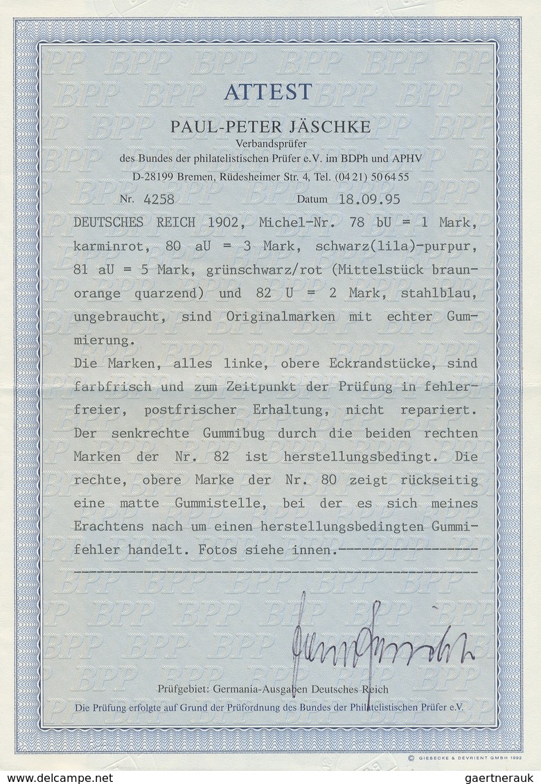 ** Deutsches Reich - Germania: 1902, Germania 1-5 Mark, dabei die 2 Mark mit lateinischer Inschrift, al