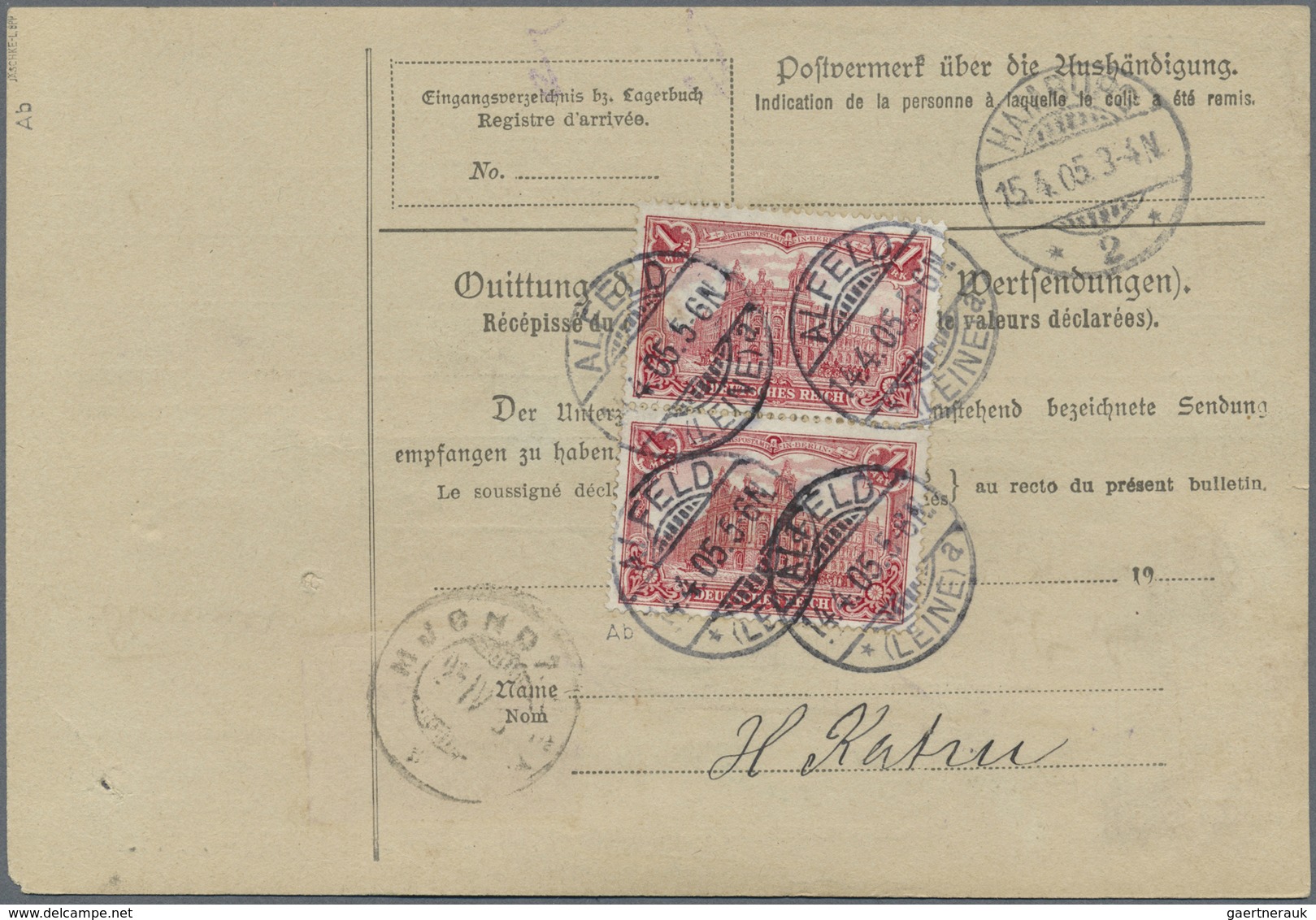 Br Deutsches Reich - Germania: 1902, 3 X 1 M Karminrot, Portogerechte MeF Auf Nachnahme-Paketkarte Für - Ungebraucht