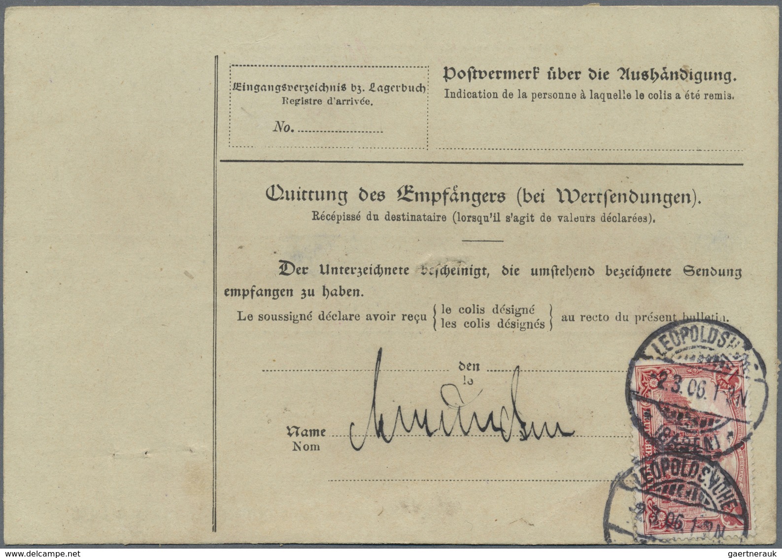 Br Deutsches Reich - Germania: 1902, 2 X 1 M Karminrot, 25:16 Zähnungslöcher, Portogerechte MeF Auf Pak - Nuovi