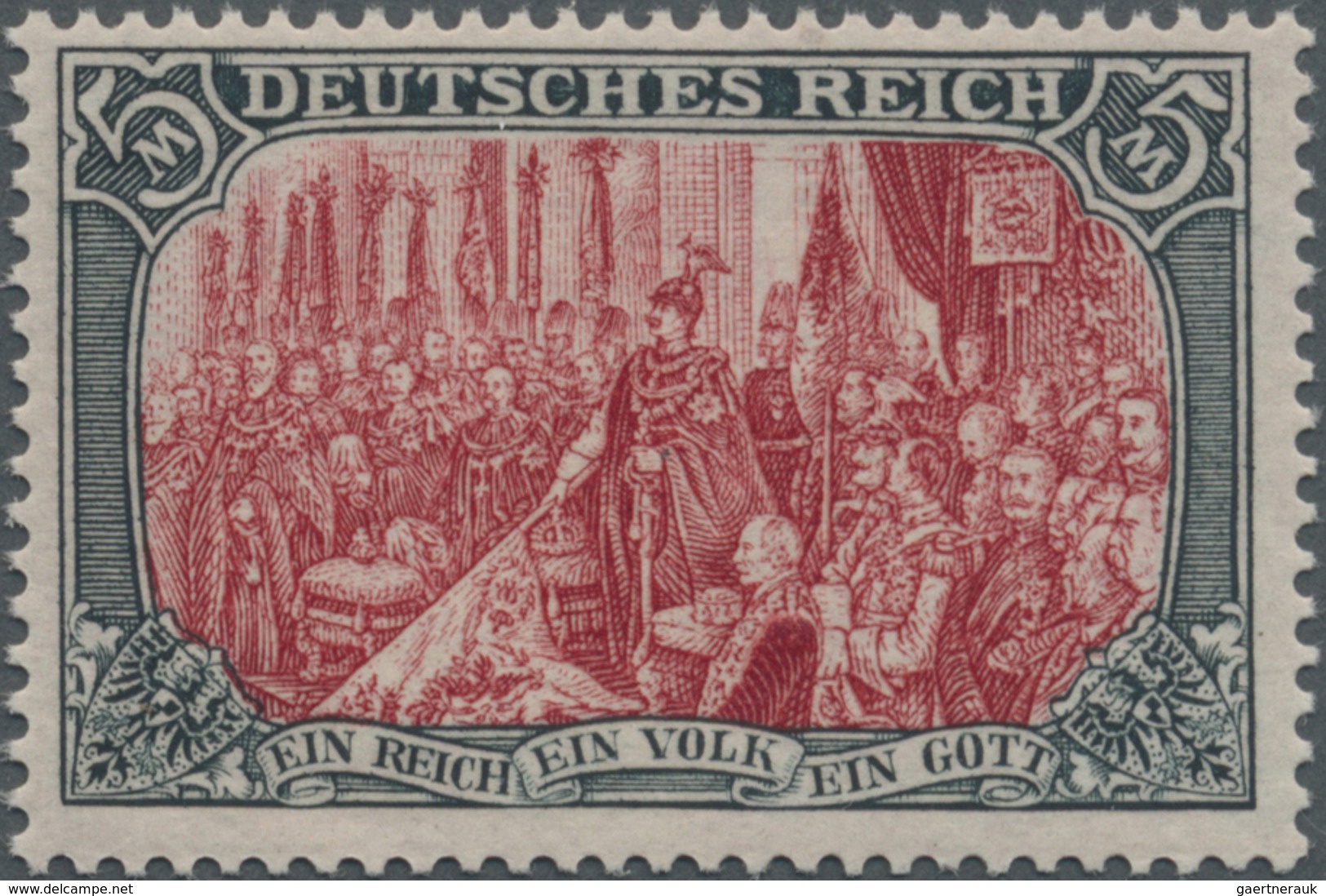 ** Deutsches Reich - Germania: 1902, 5 Mark Tadellos Postfrisch, Attestkopie Jäschke BPP, Mi. 900.-E - Neufs