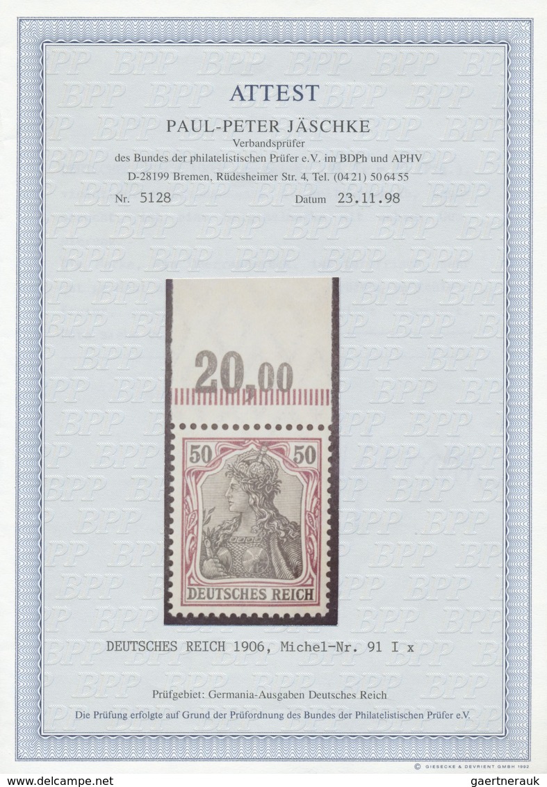 ** Deutsches Reich - Germania: 1905, 2 - 80 Pfg. Germania-Friedensdruck, Schneeweißer Postfrischer Luxu - Ungebraucht