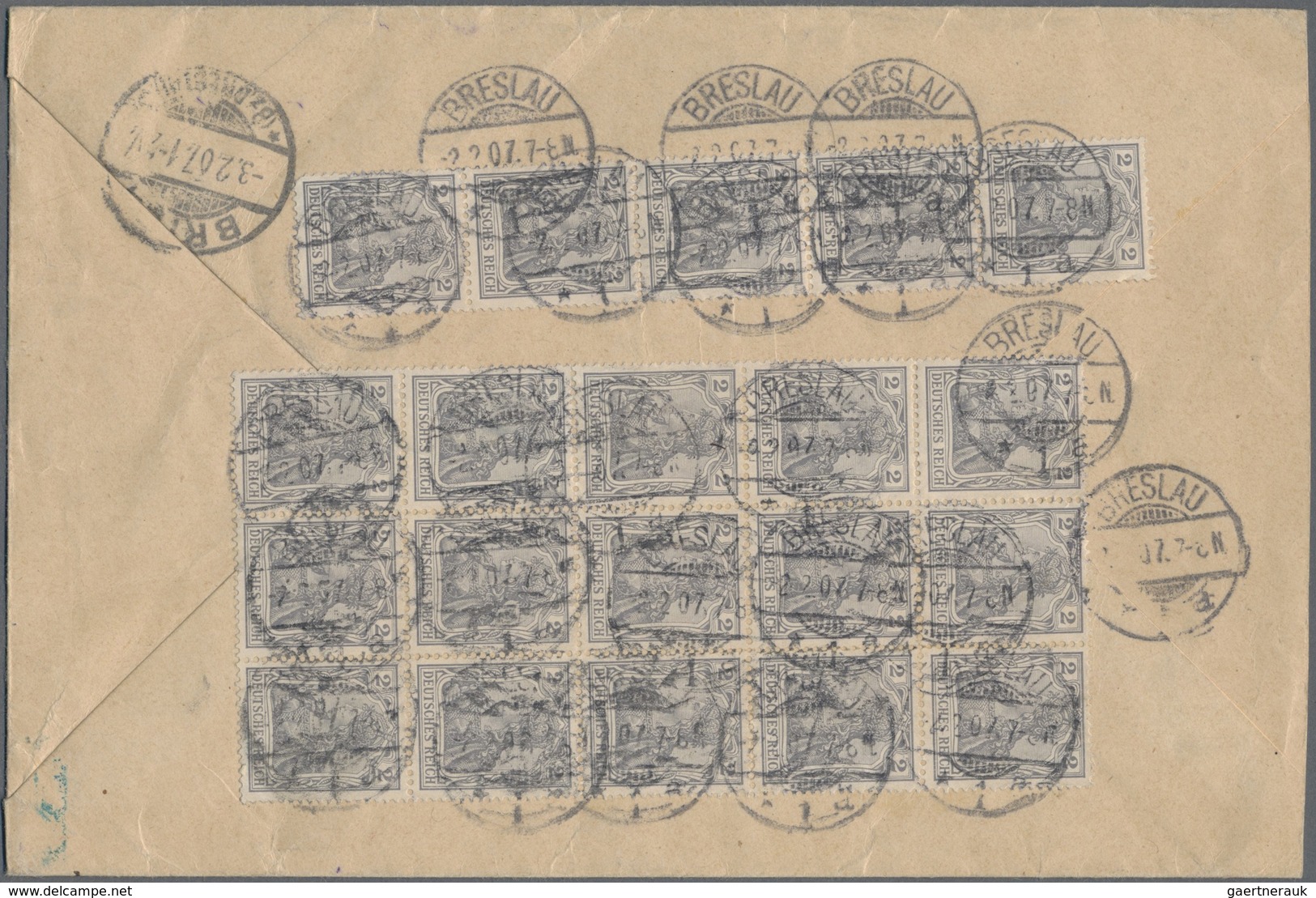 Br Deutsches Reich - Germania: 1905, 2 Pf Germania, 15er-Block Als Portogerechte Massen-MeF Auf Einschr - Nuovi