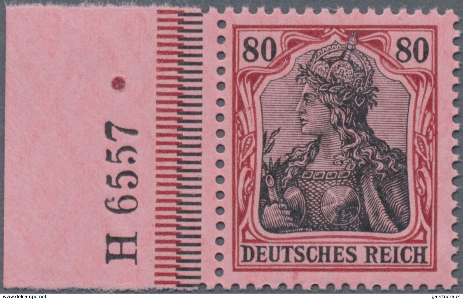 ** Deutsches Reich - Germania: 1905, 80 Pfg. Germania, Ungefaltetes Postfrisches Linkes Luxusrandstück - Ungebraucht