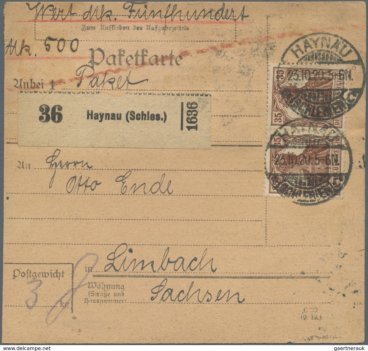 Br Deutsches Reich - Inflation: 1919, 35 Pf Lebhaftrötlichbraun, 10 Stück Als Massen-MeF Auf Wert-Paket - Storia Postale