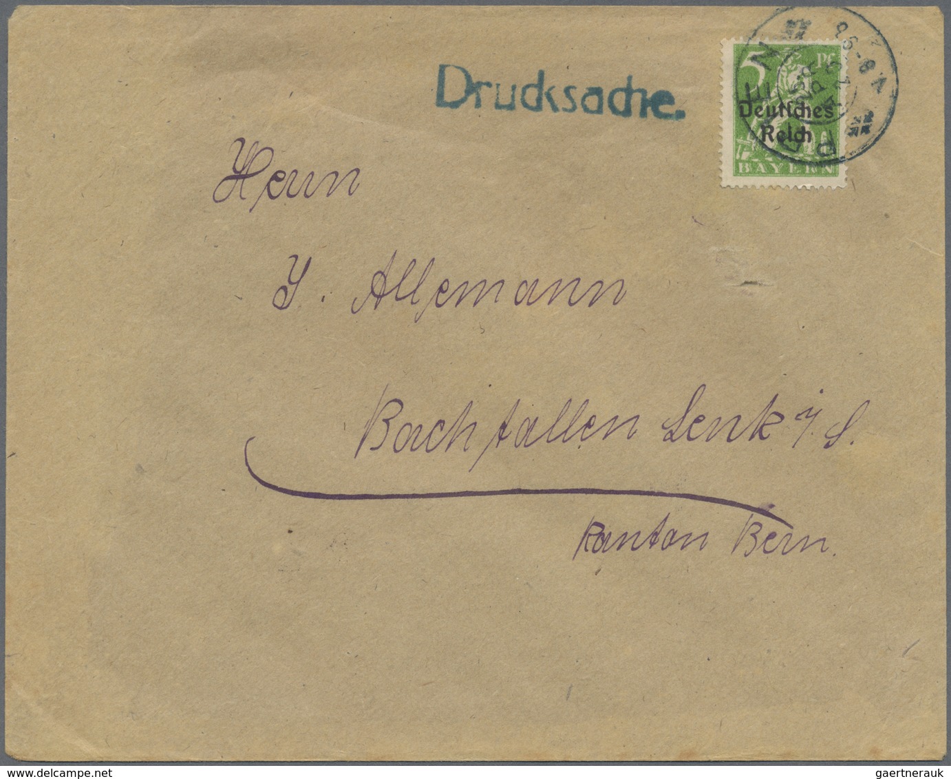 Br Deutsches Reich - Inflation: 1920, 5 Pf Gelbgrün, Portogerechte EF Auf Drucksachen-Umschlag Von Prie - Lettres & Documents