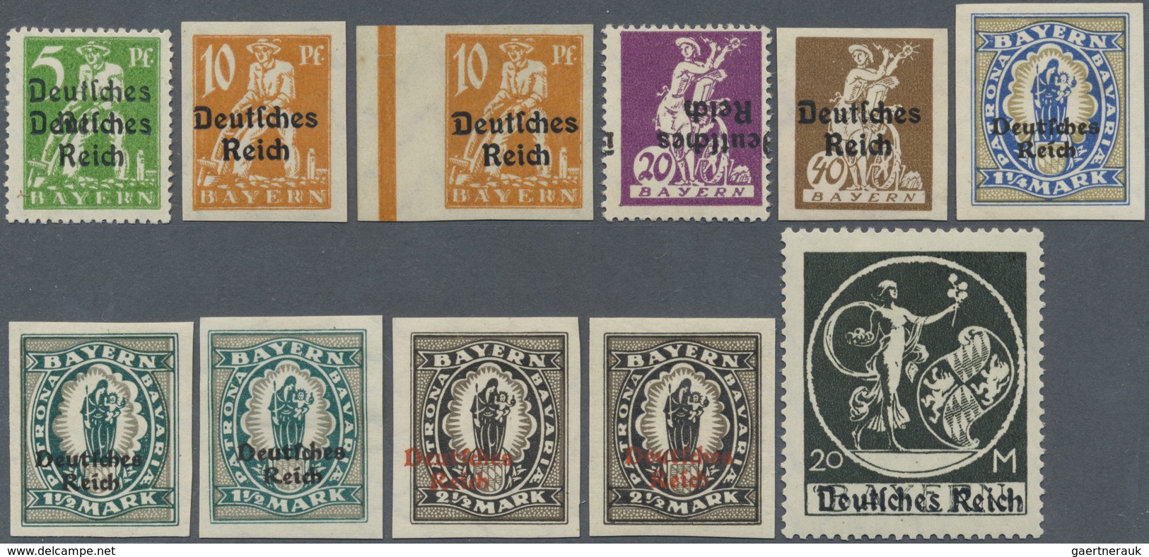 * Deutsches Reich - Inflation: 1920/21. Lot Von 11 Marken Deutsches Reich Auf Bayern Abschied Mit Beso - Storia Postale