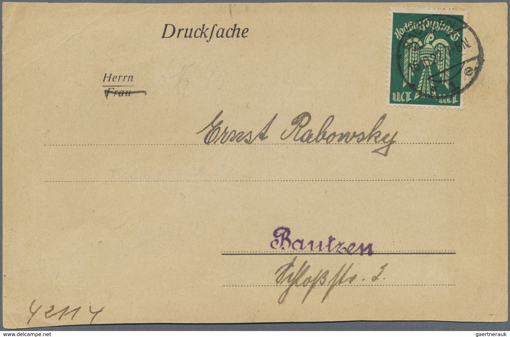 Br Deutsches Reich - Inflation: 1922, 1 M Holztaube, Portogerechte EF Auf Drucksachenkarte Der Sächsisc - Lettres & Documents