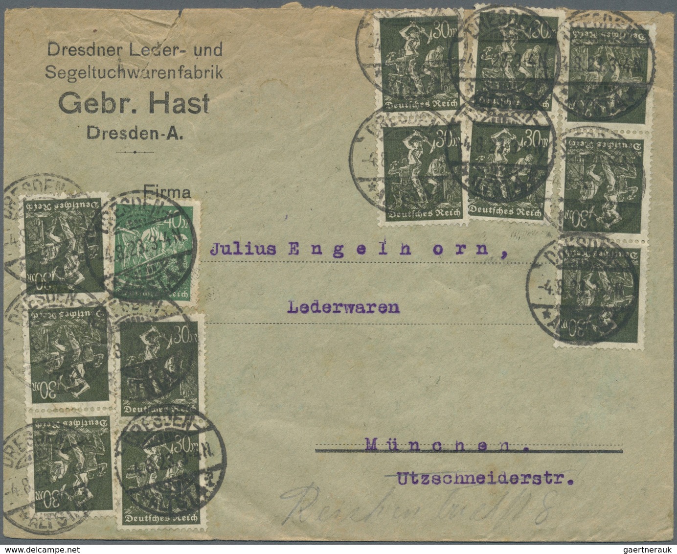 Br Deutsches Reich - Inflation: 1923, 32x 30Mark Bergarbeiter In Guter Farbvariante B Mit 40 Mark Schni - Lettres & Documents