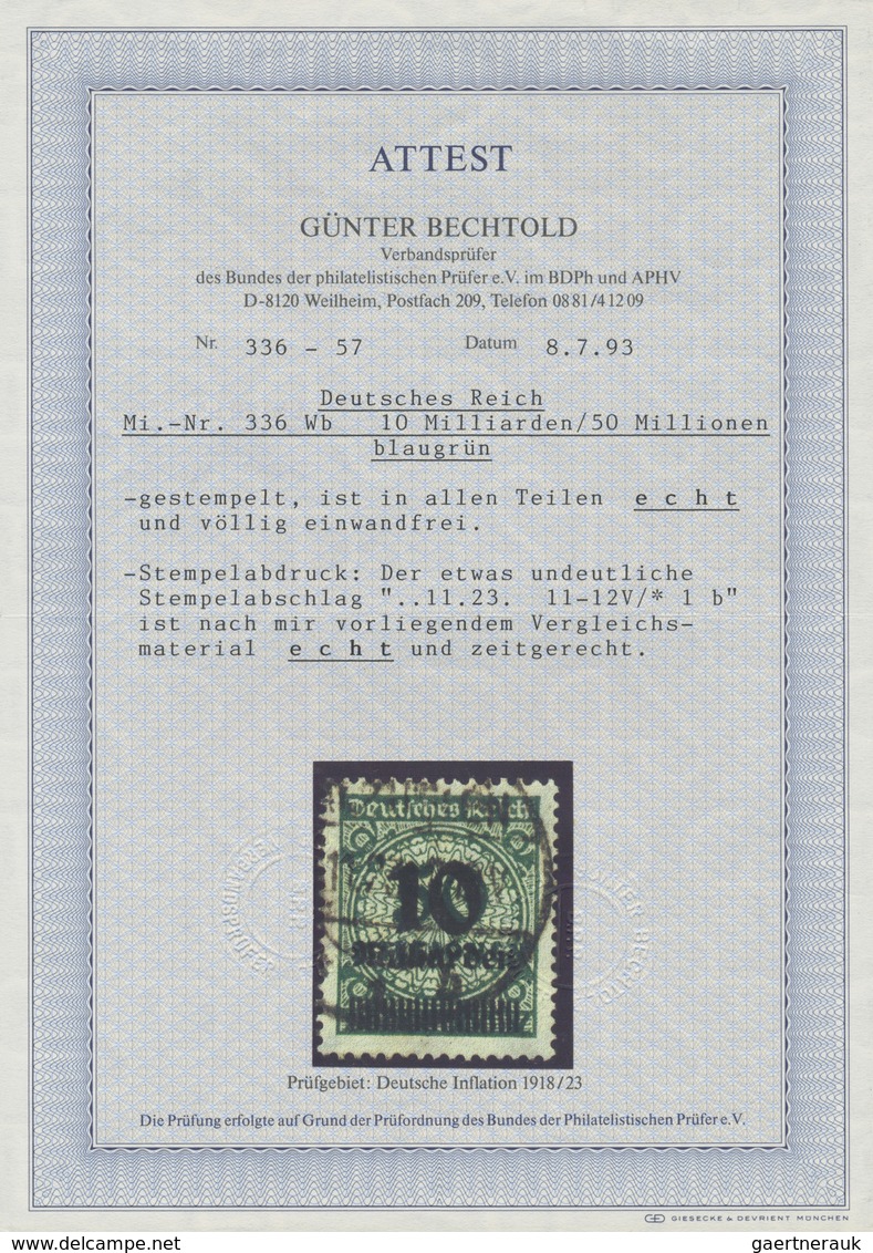 O Deutsches Reich - Inflation: 1923, 10 Mrd. Auf 50 Mio. M. Rosettenmuster, Schwarzopalgrün, Gest., Ei - Storia Postale