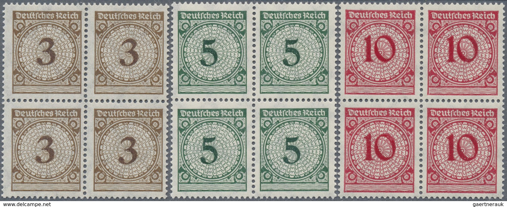 ** Deutsches Reich - Weimar: 1923, Ungefaltete Luxus 4er-Blocks, Satz Ohne Büge - Neufs