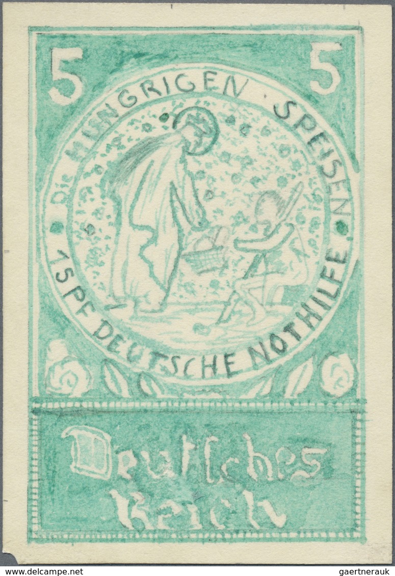 (*) Deutsches Reich - Weimar: 1924, 5 + 15 Pf Nothilfe "Das Leben Der Hl.Elisabeth", Vorlage-Zeichnung D - Ongebruikt