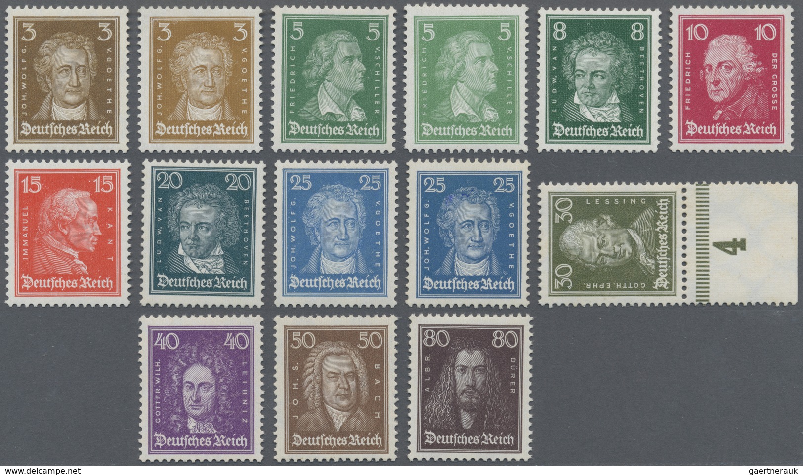 ** Deutsches Reich - Weimar: 1926, 3 Pfg. - 80 Pfg. Freimarken: Berühmte Deutsche, Kpl. Satz Postfr., E - Nuovi