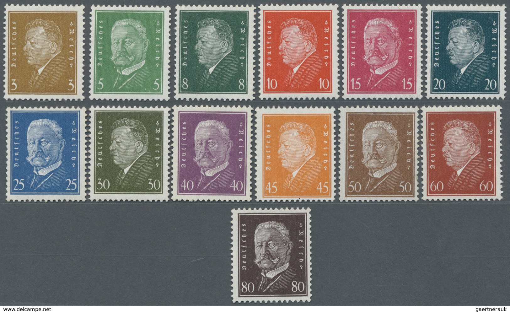 ** Deutsches Reich - Weimar: 1928, Reichspräsidenten 3 Pfg.-80 Pfg., Kompl. Satz 13 Werte In Postfrisch - Nuovi