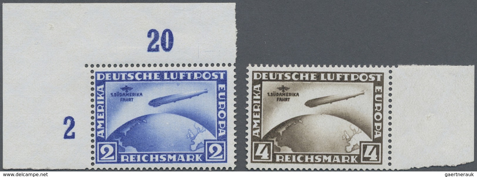 ** Deutsches Reich - Weimar: 1930, 2 M (linke Obere Bogenecke) Und 4 M Mit Rechten Rand, Unsignierte Se - Nuovi