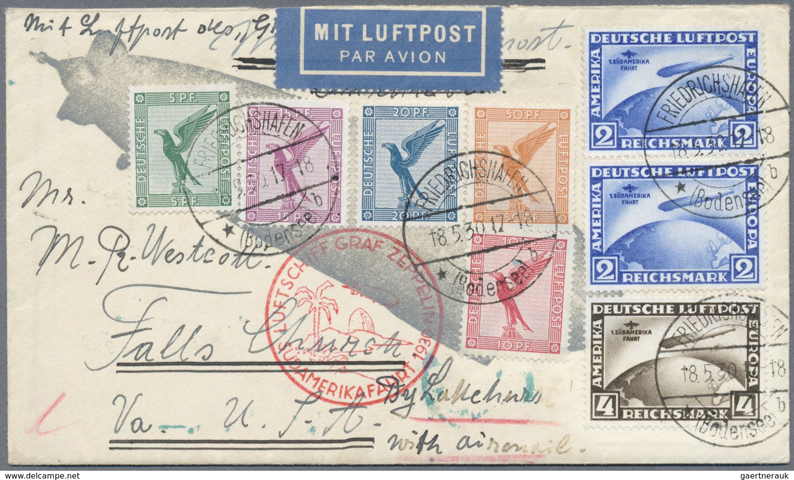 Br Deutsches Reich - Weimar: 1930, 2x2 Und 4 RM Südamerikafahrt Mit 5 Weiteren Flugpostwerten Auf Dekor - Nuovi