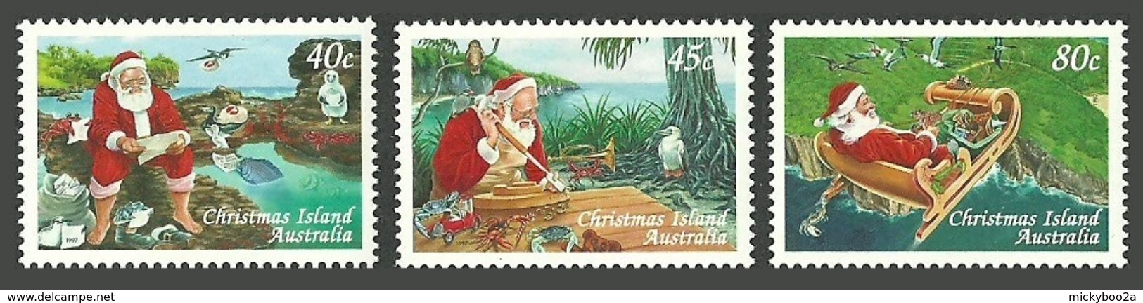 CHRISTMAS ISLAND 1997 CHRISTMAS SANTA BIRDS OWL SEABIRDS SET MNH - Christmas Island