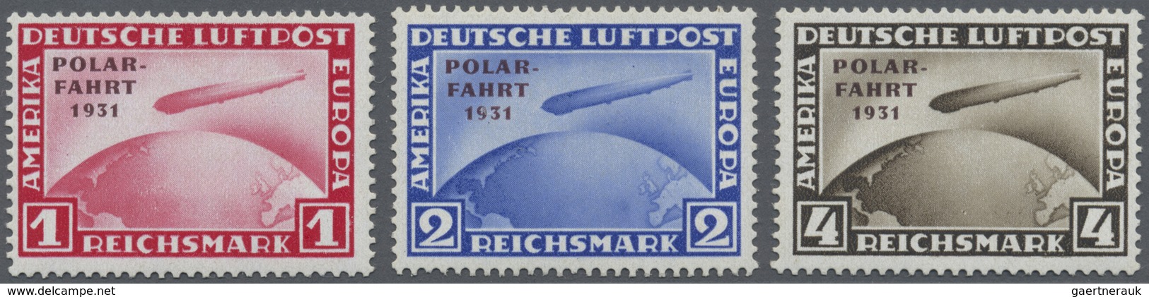 ** Deutsches Reich - Weimar: 1931, 1 Mark Bis 4 Mark Polarfahrt, Postfrischer Satz, Teils Signiert (Hän - Ongebruikt