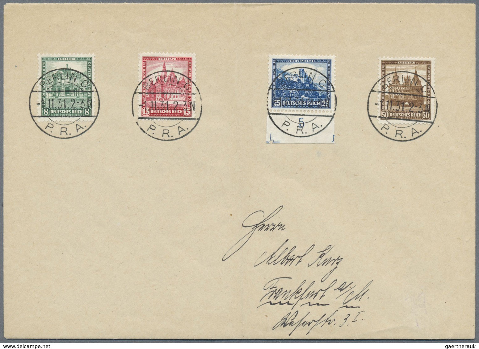 Br Deutsches Reich - Weimar: 1031, 46 I Form Nr. FDC, Glasklar Gestempelt "BERLIN C 1.11.31 P.R.A.", Lu - Unused Stamps