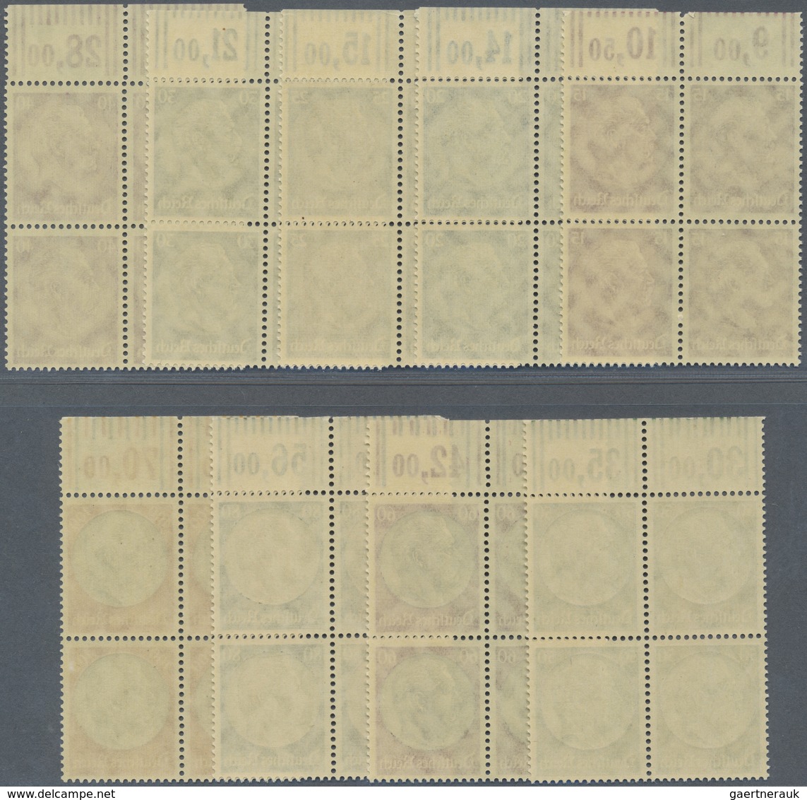 ** Deutsches Reich - 3. Reich: 1933/1936, Hindenburg Medaillon, Kompl. Satz In Luxus-Oberrand-4er-Blöck - Neufs