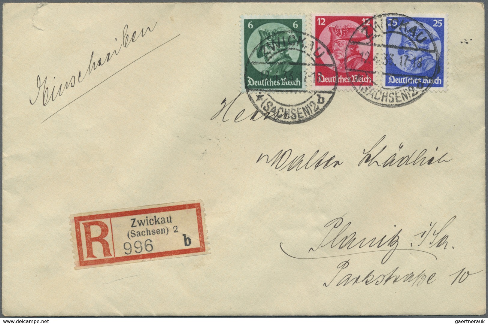 Deutsches Reich - 3. Reich: 1933, Reichstag, Kompletter Satz Auf R-Ersttagsbrief (etwas Öffnungsmäng - Unused Stamps