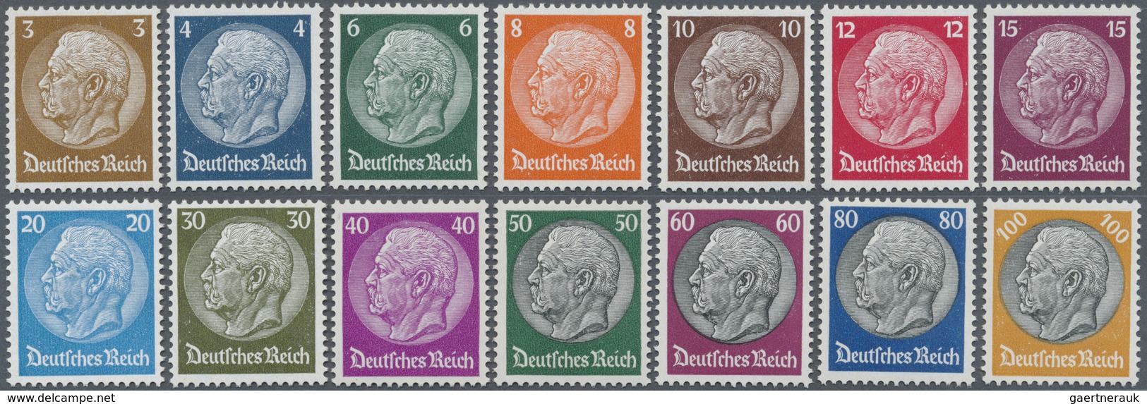 ** Deutsches Reich - 3. Reich: 1933, Perfekter Zentrierter Schneeweißer Luxussatz 3 Pfg. Bis 100 Pfg. ' - Neufs