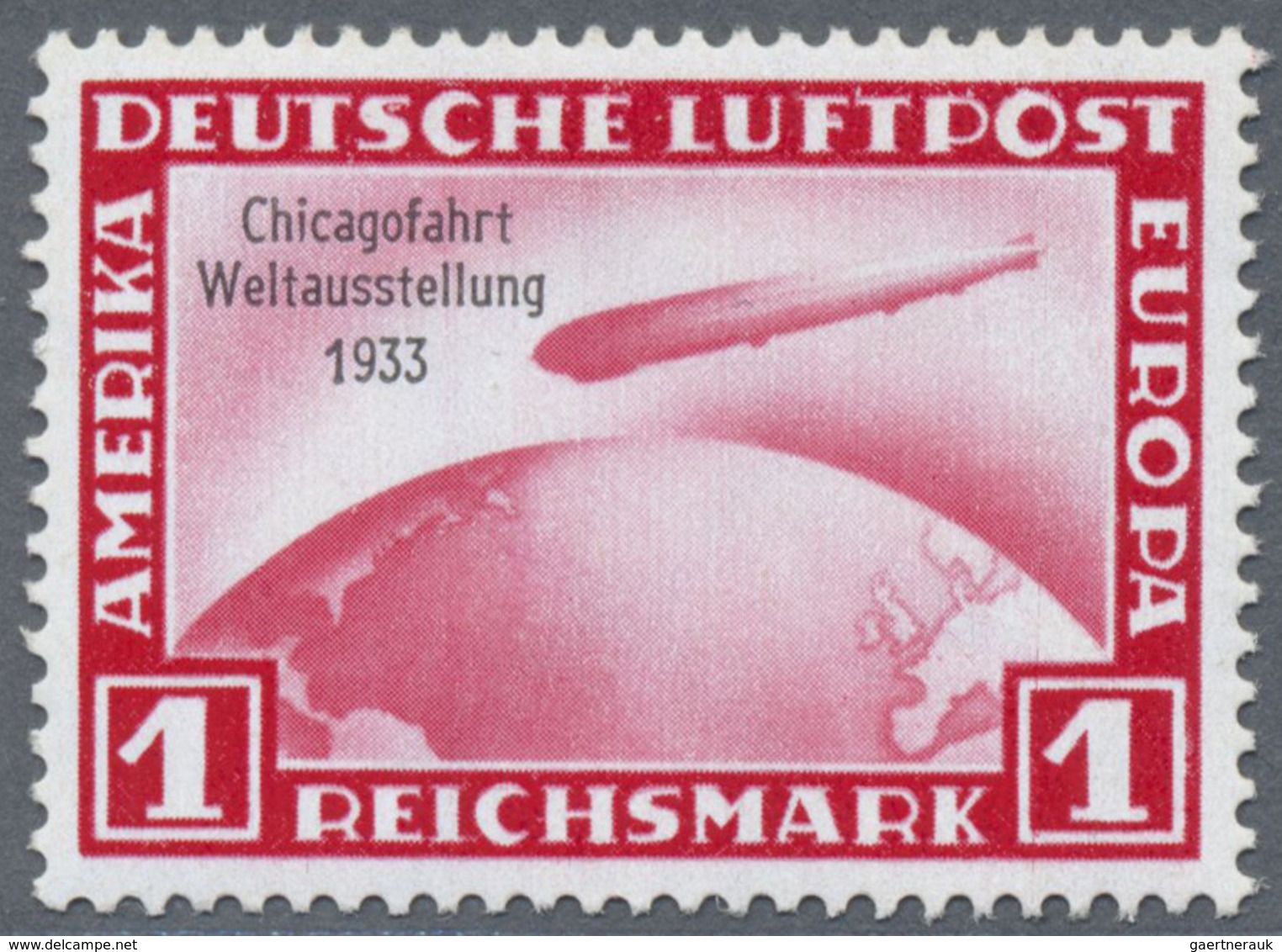 * Deutsches Reich - 3. Reich: 1933, Chicago-Fahrt 1 RM Schwarzrosa, Ungebraucht Mit Falzspur, Farbfris - Nuovi