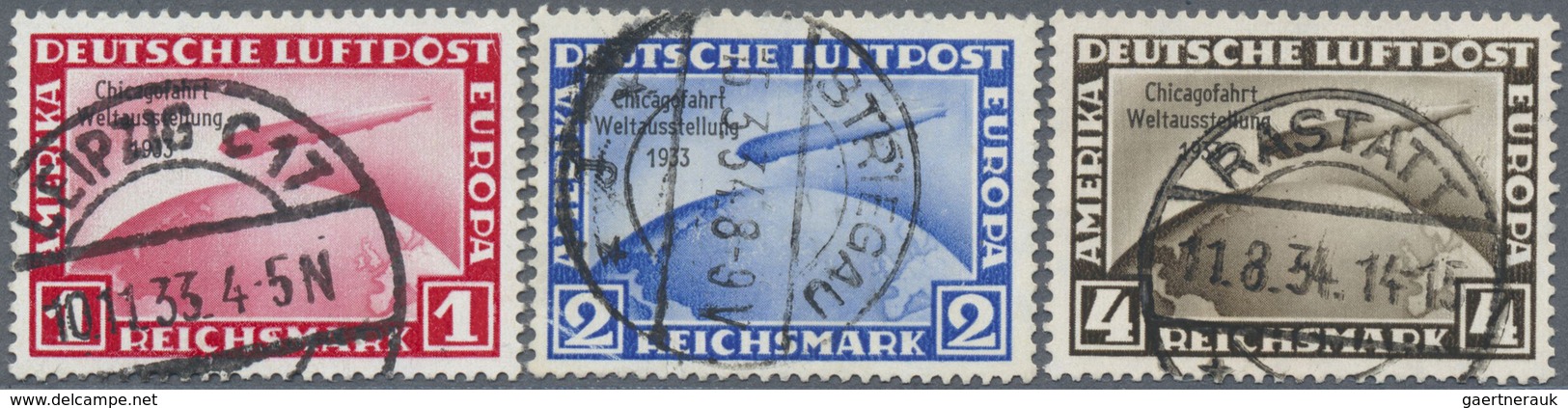 O Deutsches Reich - 3. Reich: 1933, Chicago-Fahrt, Kompletter Satz 1 RM Bis 4 RM, Sauber Rundgestempel - Ungebraucht