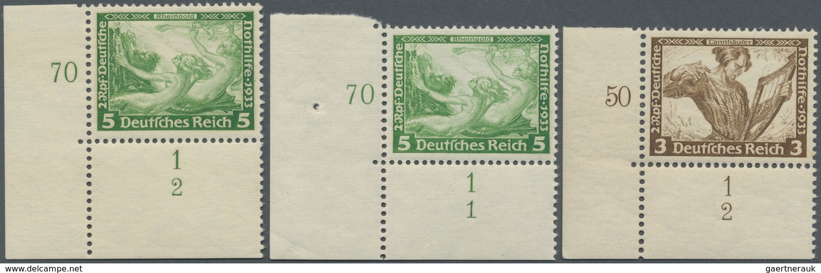 ** Deutsches Reich - 3. Reich: 1933, 3Pf. Wagner Aus Der Linken Unteren Bogenecke Mit Form-Nr.2, Postfr - Neufs