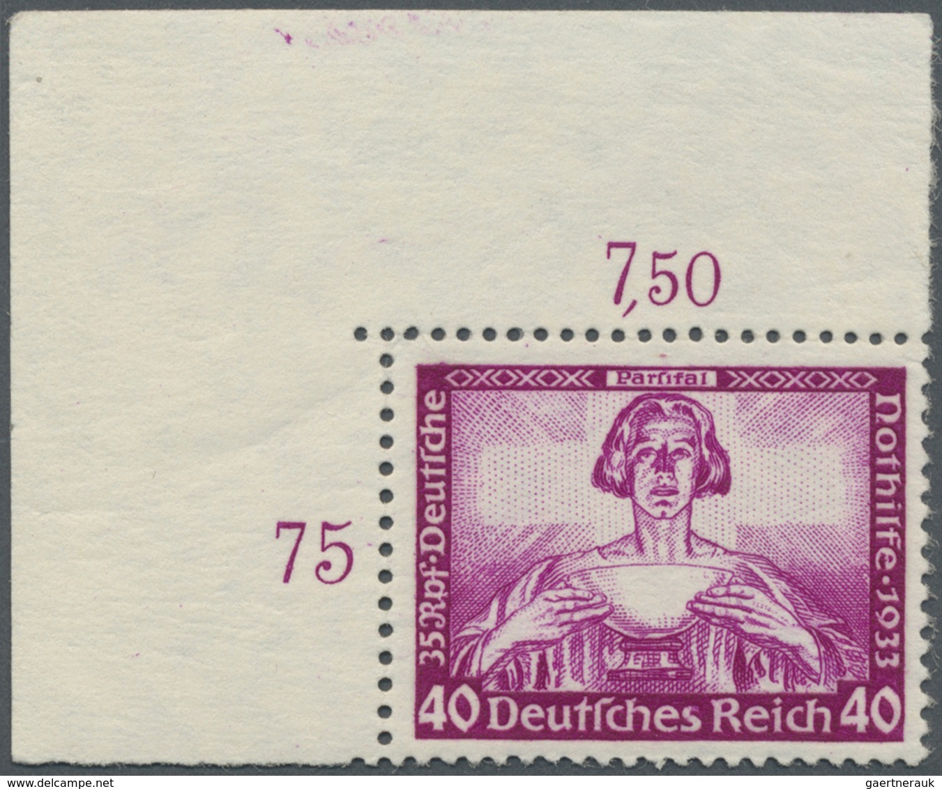 ** Deutsches Reich - 3. Reich: 1933, 40Pfg. Wagner, Aus Der Linken Oberen Bogenecke, Postfrisch. - Neufs