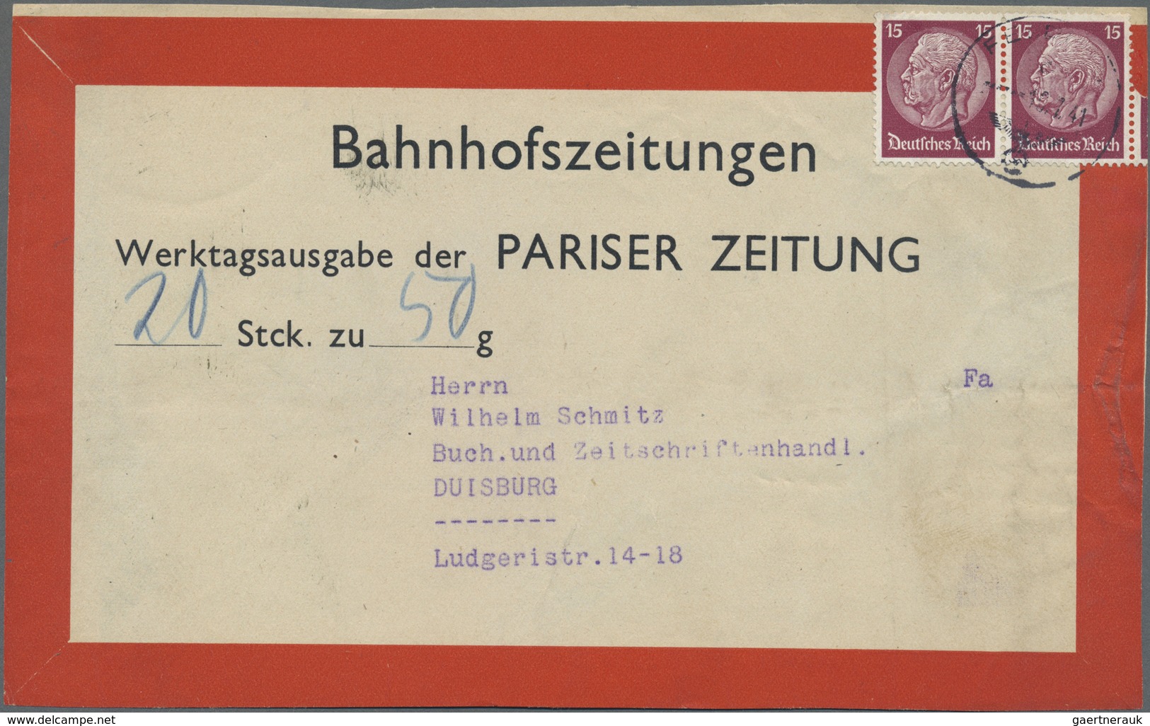 Br Deutsches Reich - 3. Reich: 1934, 15 Pf Dkl'bräunlichlila Hindenburg, Waager. Paar Bzw. Waager. 3er- - Neufs