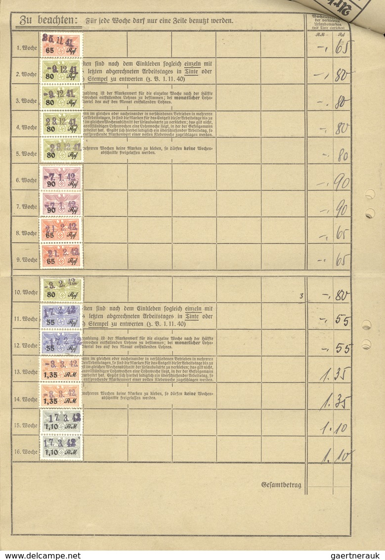 Br Deutsches Reich - 3. Reich: 1940/1942, sechs Arbeiter-Urlausbkarten eines Arbeiters bei er HUTA in S