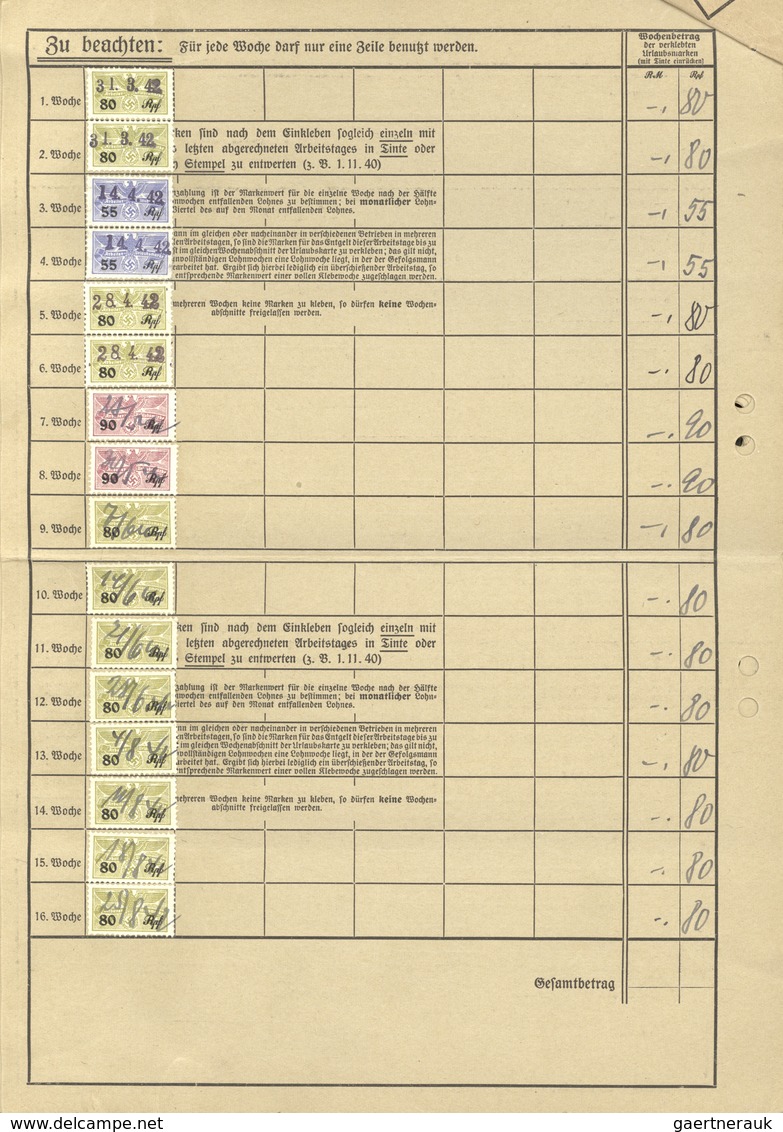 Br Deutsches Reich - 3. Reich: 1940/1942, sechs Arbeiter-Urlausbkarten eines Arbeiters bei er HUTA in S