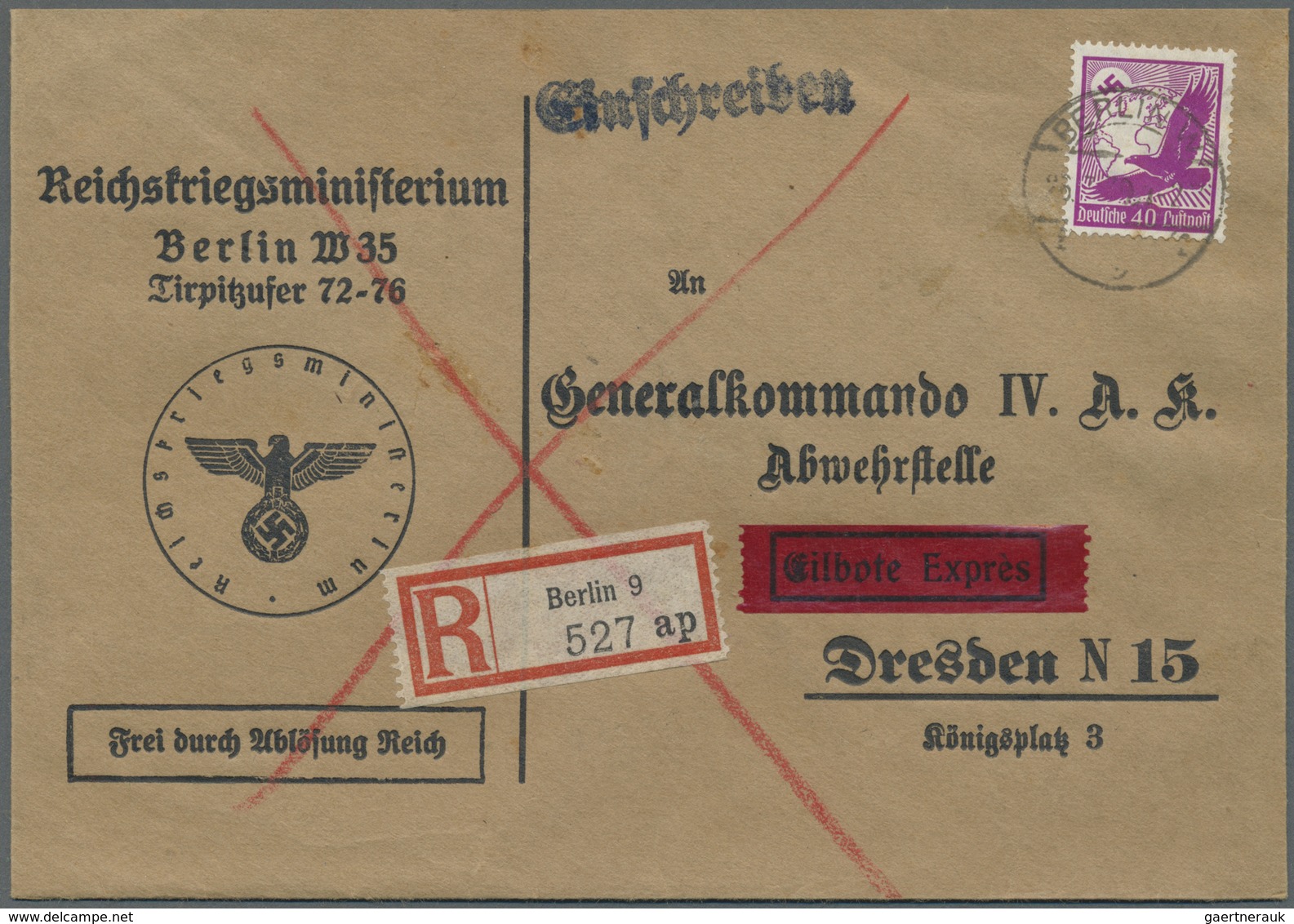 Br Deutsches Reich - 3. Reich: 1934, 40 Pf Lebhaftviolett, Portogerechte EF Als Eilbotengebühr Auf Sons - Neufs