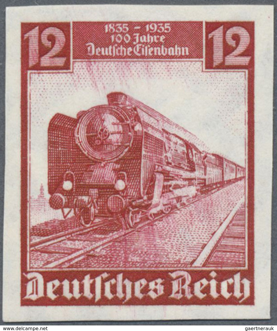 ** Deutsches Reich - 3. Reich: 1935, 12 Pfg. Deutsche Eisenbahn, Postfrisches LUXUSSTÜCK, Fotoattest Sc - Neufs