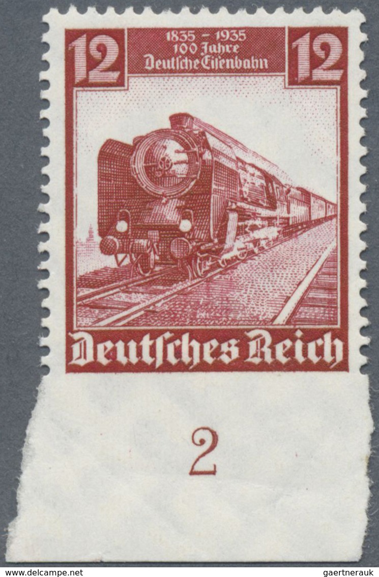 ** Deutsches Reich - 3. Reich: 1935, 12 Pfg. Deutsche Eisenbahn, Taufrisches Exemplar, Kleiner Papierkn - Neufs