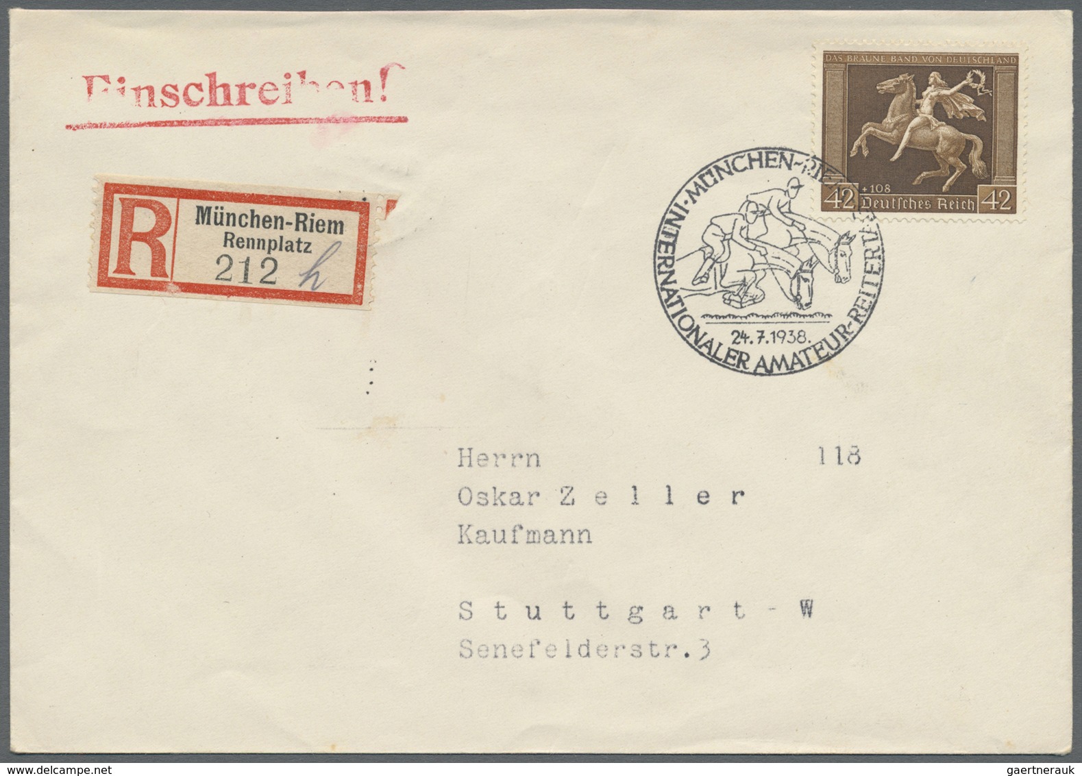 Br Deutsches Reich - 3. Reich: 1938, Braunes Band 42+108 Pf. Auf Zwei R-Briefen Mit Unterschiedl. Sonde - Neufs