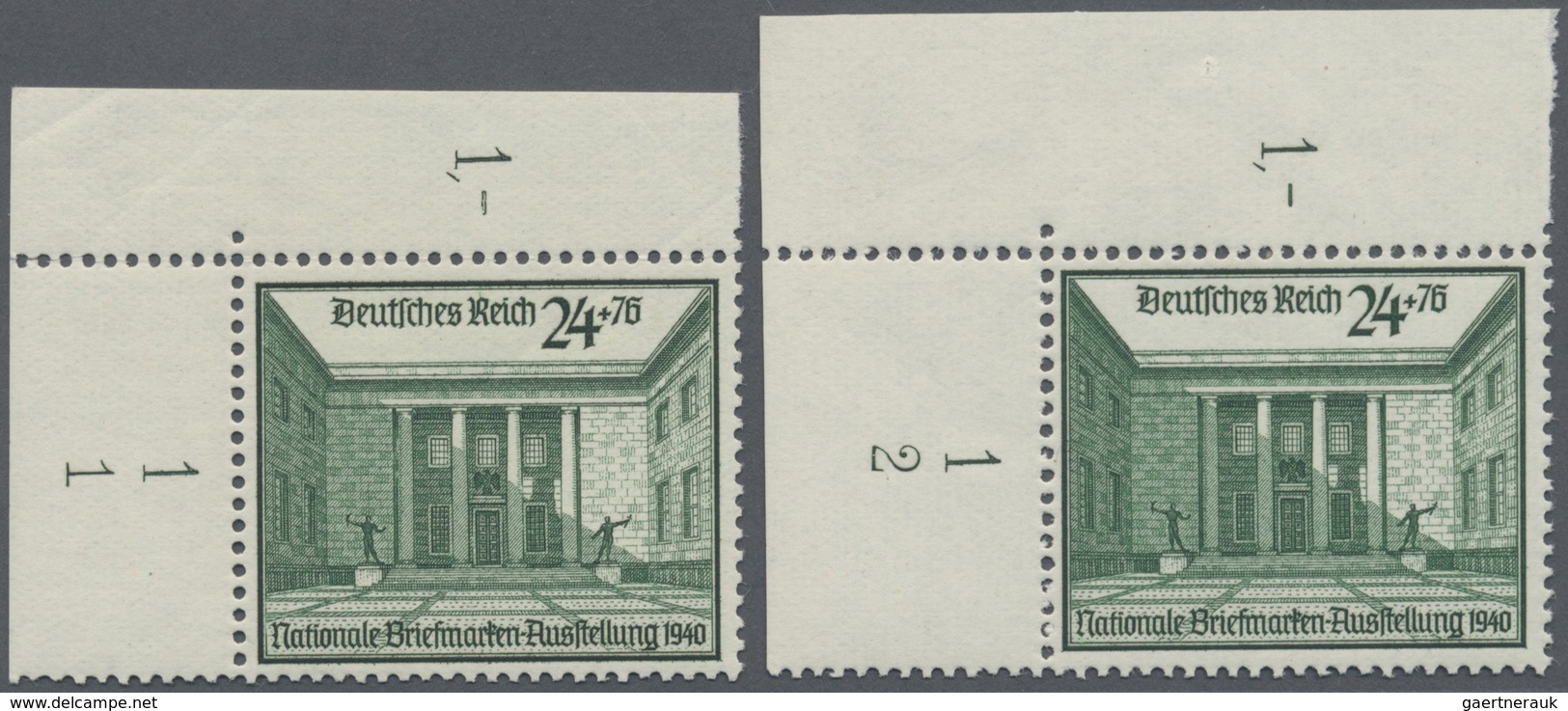 ** Deutsches Reich - 3. Reich: 1940, 24+76Pf Briefmarkenausstellung, Mit FN"1" (leicht Angetrennt) Und - Neufs