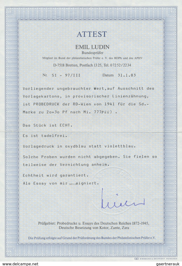 (*) Deutsches Reich - 3. Reich: 1941, 20+30 Pfg. Oxydblau Statt Violettblau, Probedruck Der Reichsdrucke - Neufs