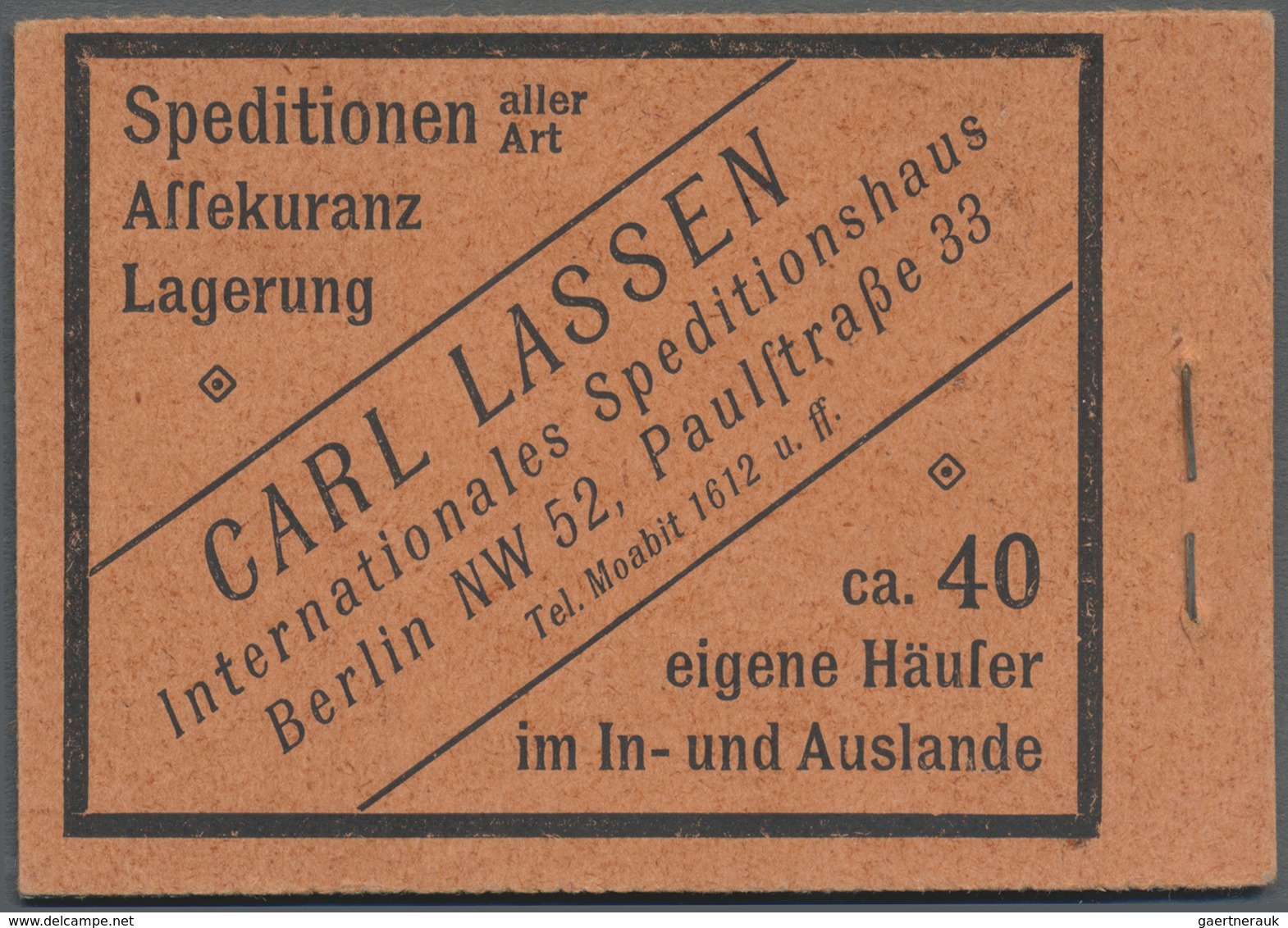 ** Deutsches Reich - Markenheftchen: 1921, 12 M. Germania-Heftchen Mit ONr. 1, Heftchen-Rand Dgz., Post - Markenheftchen