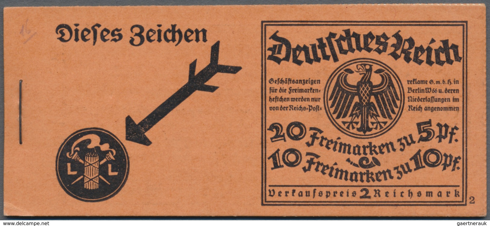 ** Deutsches Reich - Markenheftchen: 1925, MH 2 RM "Neuer Reichsadler", 1. Deckelseite Mit Bleistiftbes - Libretti