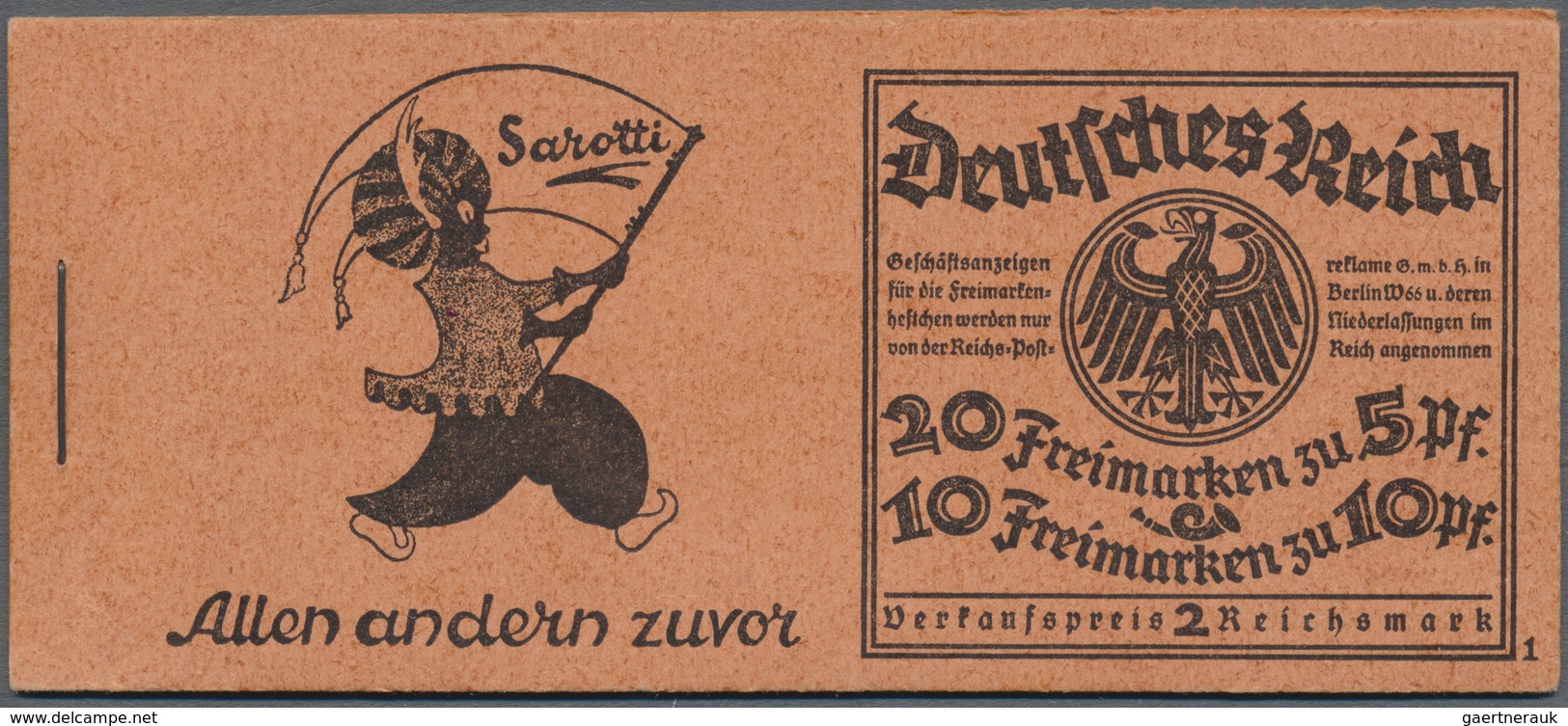 ** Deutsches Reich - Markenheftchen: 1925, 2 RM Rheinland-Markenheftchen Mit ONr. "1", Postfrisch, Alle - Carnets