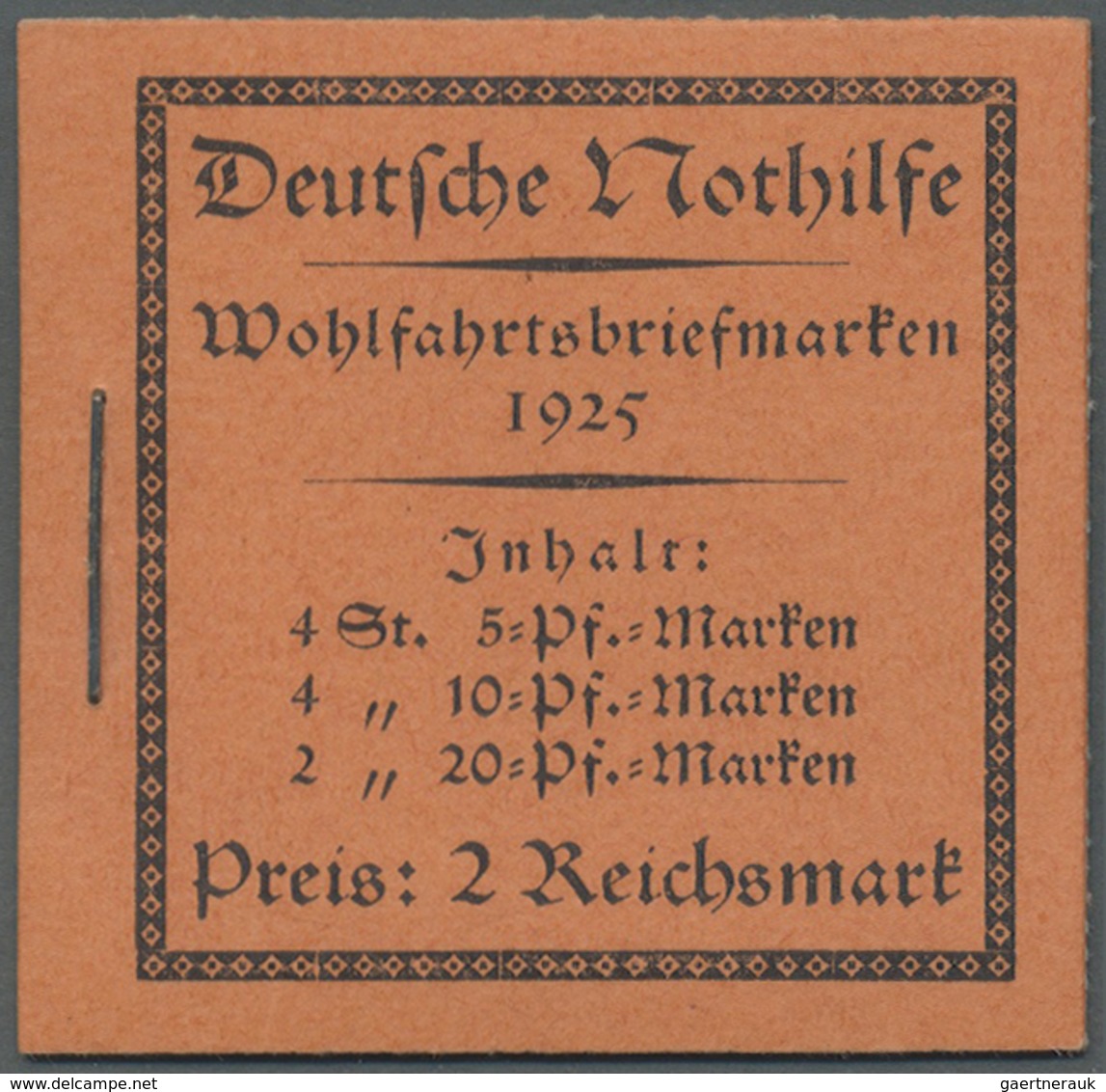 ** Deutsches Reich - Markenheftchen: 1925, Nothilfe-Markenheftchen Mit H-Blatt 43 B, Postfrisch, Pracht - Carnets