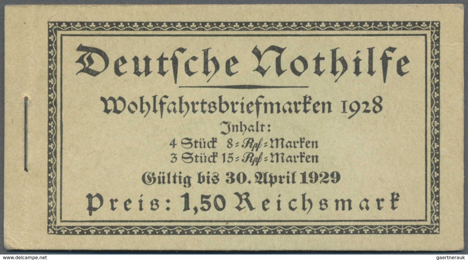 ** Deutsches Reich - Markenheftchen: 1928, Markenheftchen Nothilfe Wappen Mit HBl 65B (ohne 63/64B) Pos - Libretti