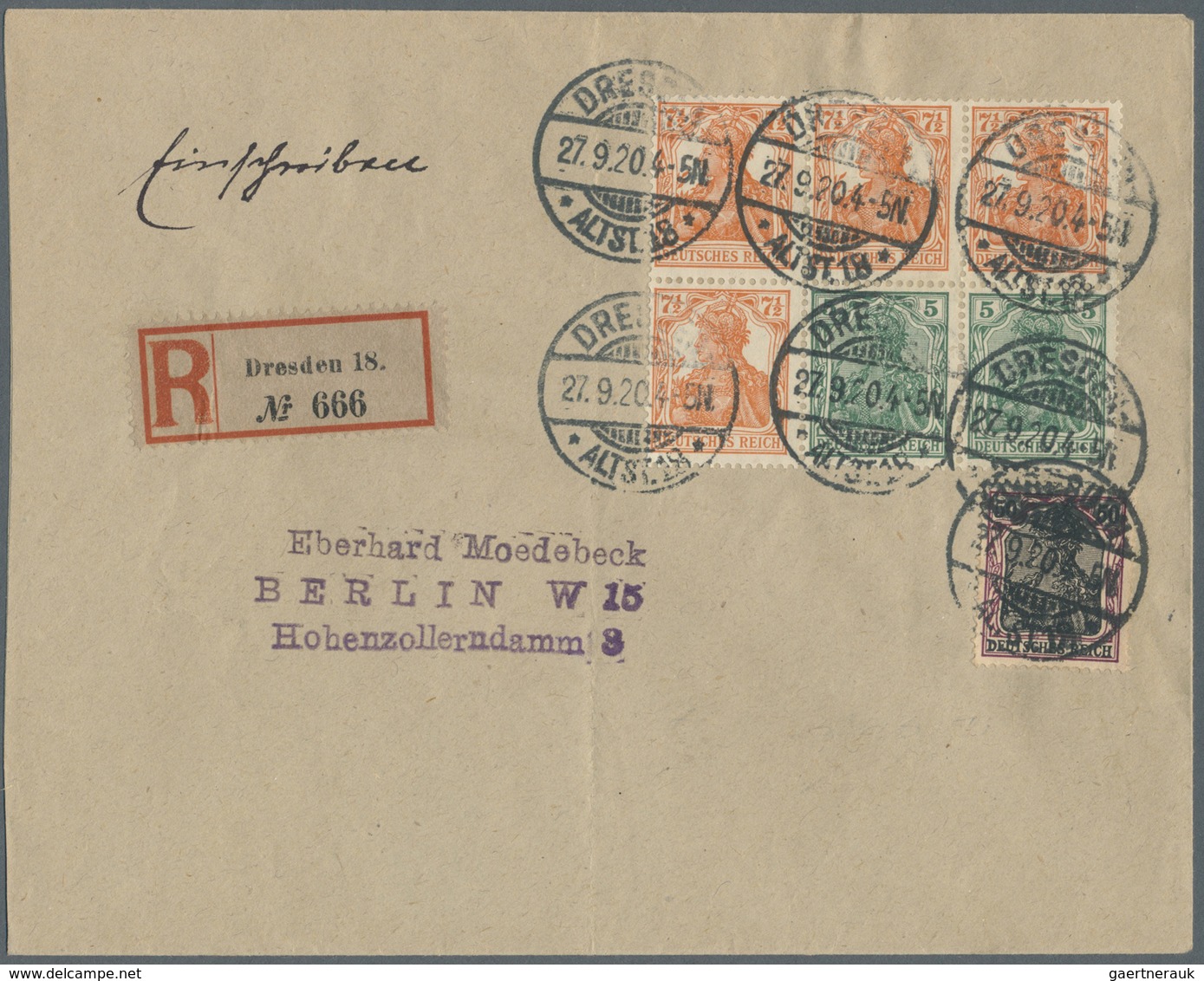 Br Deutsches Reich - Markenheftchenblätter: 1918, Germania-Heftchenblatt Nr. 20 Ohne Rand Und Portogere - Postzegelboekjes