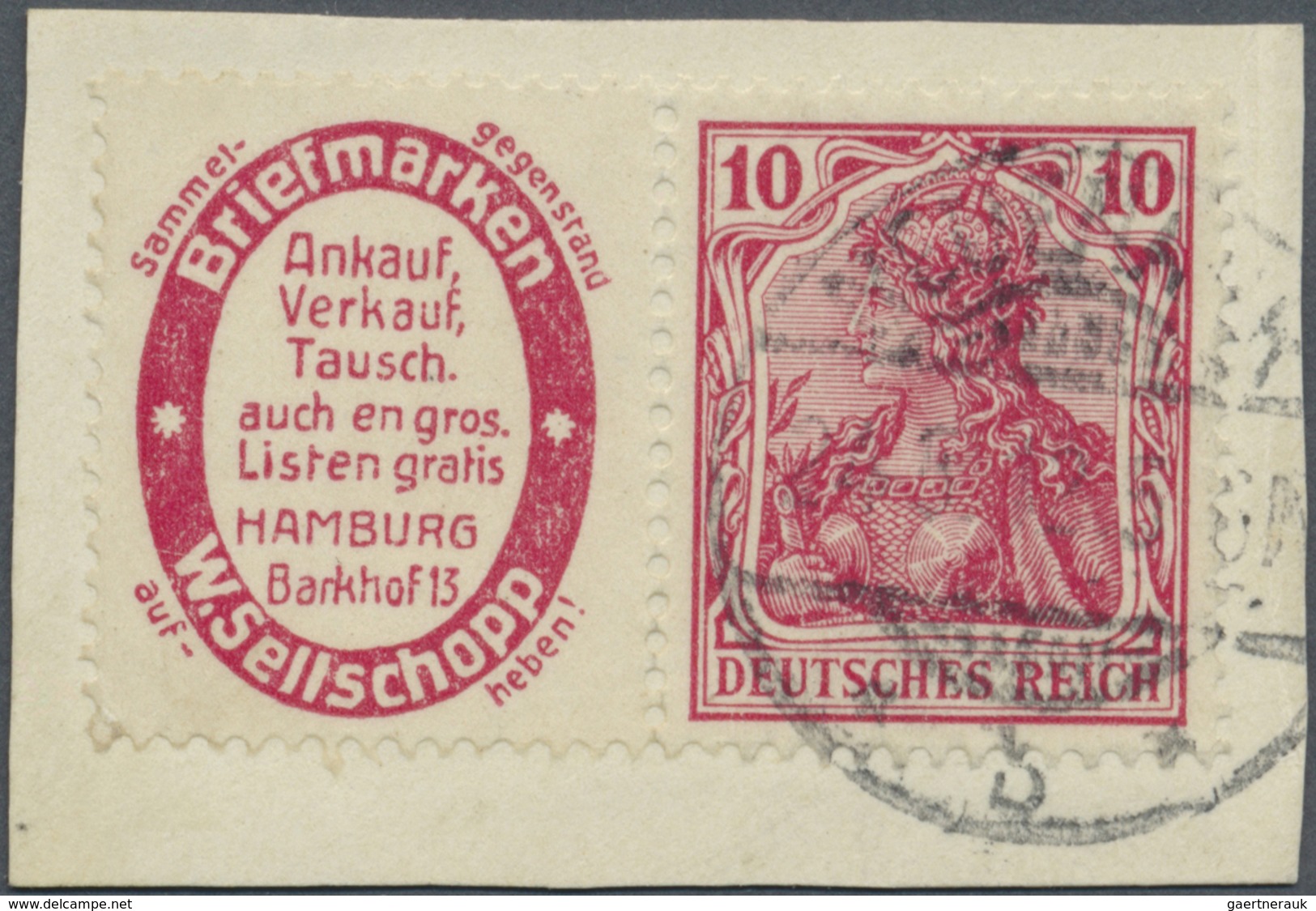 Brfst Deutsches Reich - Zusammendrucke: 1911, Sellschop + 10 Pfg. Germania, Waagerechter Zusammendruck, Gu - Zusammendrucke