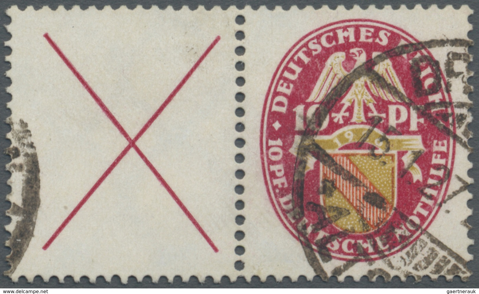 O Deutsches Reich - Zusammendrucke: 1926, "X+10" Deutsche Nothilfe Wappenzeichnung, Waager. Zusammendr - Zusammendrucke