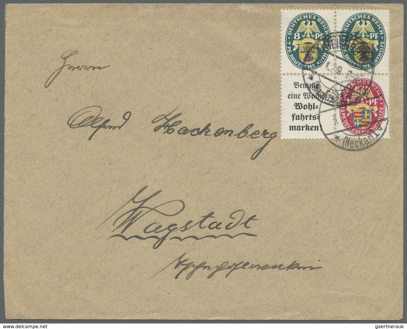 Br Deutsches Reich - Zusammendrucke: 1929 (3.1.), Nothilfe 1928 ZD-Viererblock 8 Pf. Mit Unten Anhängen - Se-Tenant