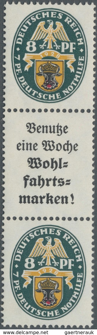 ** Deutsches Reich - Zusammendrucke: 1928, Nothilfe 8 Pf. + A2 + 8 Pf. , Sehr Seltener, Senkrechter Zus - Zusammendrucke