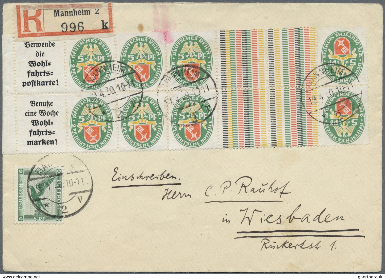 Br Deutsches Reich - Zusammendrucke: 1929, Nothilfe-Zusammendrucke 5 Pfg. + Z + Z + 5 Pfg. (2) Und A1.1 - Zusammendrucke