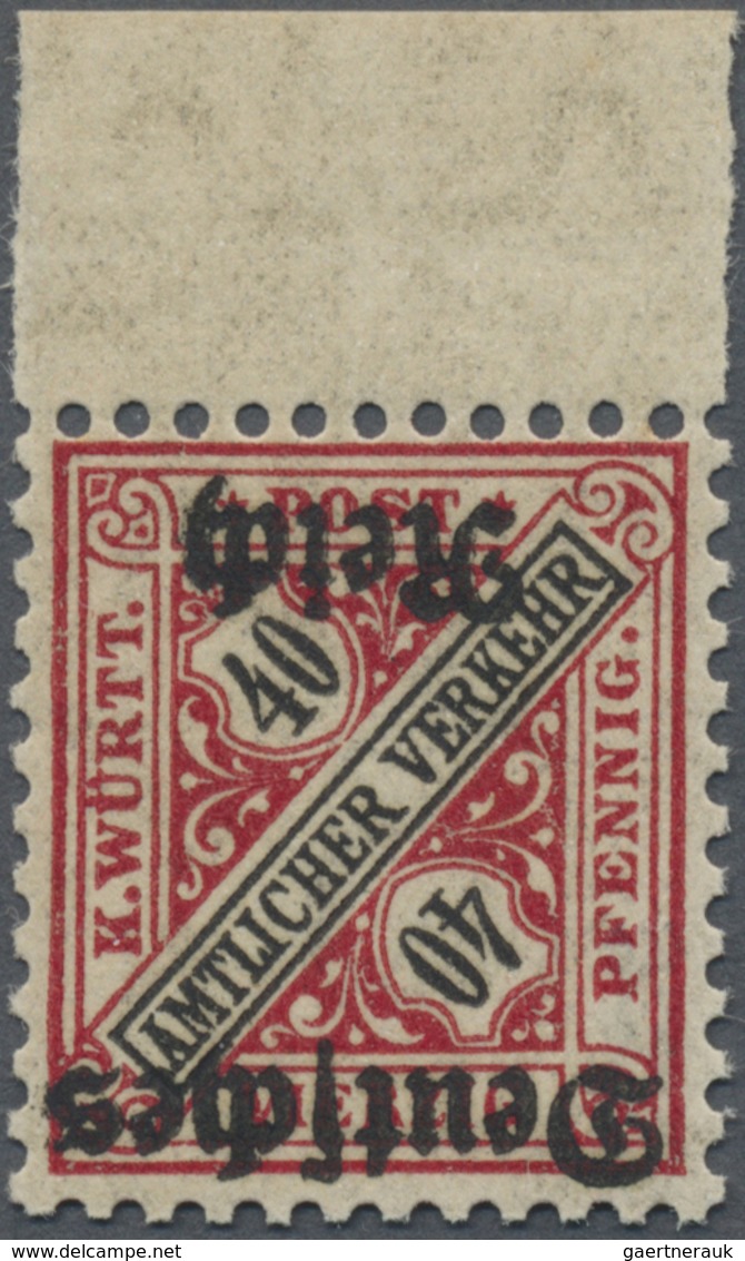 ** Deutsches Reich - Dienstmarken: 1920, 40 Pfg. Württemberg "Amtlicher Verkehr" Mit Kopfstehendem Aufd - Dienstmarken